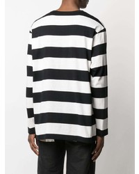 T-shirt à manche longue à rayures horizontales blanc et noir Yohji Yamamoto