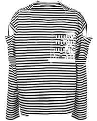 T-shirt à manche longue à rayures horizontales blanc et noir Takahiromiyashita The Soloist