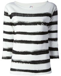 T-shirt à manche longue à rayures horizontales blanc et noir Tsumori Chisato