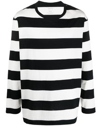 T-shirt à manche longue à rayures horizontales blanc et noir Yohji Yamamoto