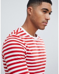 T-shirt à manche longue à rayures horizontales blanc et rouge ASOS DESIGN