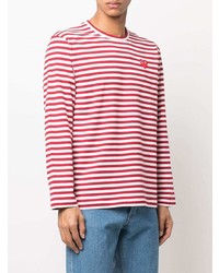 T-shirt à manche longue à rayures horizontales blanc et rouge Comme Des Garcons Play