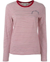T-shirt à manche longue à rayures horizontales blanc et rouge Marc Jacobs