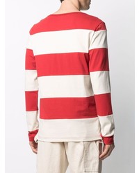 T-shirt à manche longue à rayures horizontales blanc et rouge Sunnei