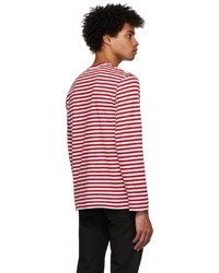 T-shirt à manche longue à rayures horizontales blanc et rouge Comme Des Garcons Play