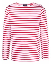 T-shirt à manche longue à rayures horizontales blanc et rouge Saint James