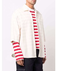 T-shirt à manche longue à rayures horizontales blanc et rouge Sunnei