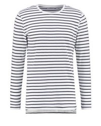 T-shirt à manche longue à rayures horizontales blanc Minimum