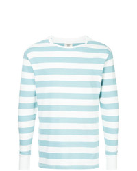 T-shirt à manche longue à rayures horizontales bleu clair Kent & Curwen