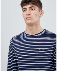 T-shirt à manche longue à rayures horizontales bleu marine et blanc Bellfield