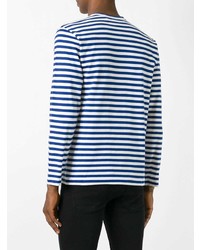 T-shirt à manche longue à rayures horizontales bleu marine et blanc Comme Des Garcons Play