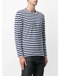 T-shirt à manche longue à rayures horizontales bleu marine et blanc Comme Des Garcons Play