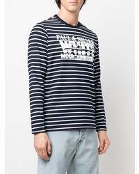 T-shirt à manche longue à rayures horizontales bleu marine et blanc Paul & Shark