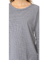 T-shirt à manche longue à rayures horizontales bleu marine et blanc Nili Lotan