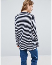 T-shirt à manche longue à rayures horizontales bleu marine et blanc Asos
