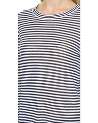 T-shirt à manche longue à rayures horizontales bleu marine et blanc Jenni Kayne