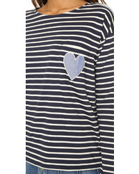 T-shirt à manche longue à rayures horizontales bleu marine et blanc Chinti and Parker