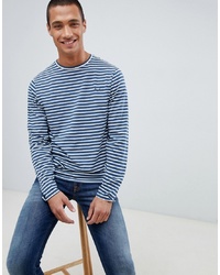 T-shirt à manche longue à rayures horizontales bleu marine et blanc Threadbare