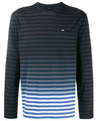 T-shirt à manche longue à rayures horizontales bleu marine J. Lindeberg