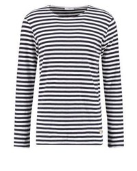 T-shirt à manche longue à rayures horizontales bleu marine Minimum