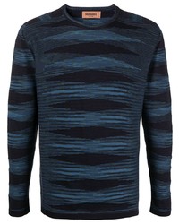 T-shirt à manche longue à rayures horizontales bleu marine Missoni