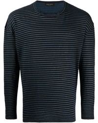 T-shirt à manche longue à rayures horizontales bleu marine Roberto Collina