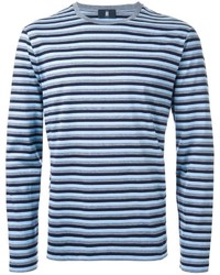 T-shirt à manche longue à rayures horizontales bleu Kent & Curwen