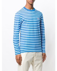T-shirt à manche longue à rayures horizontales bleu MAISON KITSUNÉ