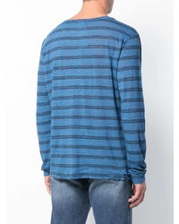 T-shirt à manche longue à rayures horizontales bleu Massimo Alba
