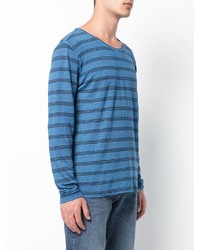 T-shirt à manche longue à rayures horizontales bleu Massimo Alba
