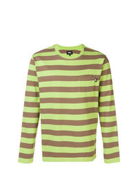 T-shirt à manche longue à rayures horizontales chartreuse