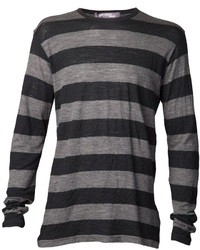 T-shirt à manche longue à rayures horizontales gris foncé