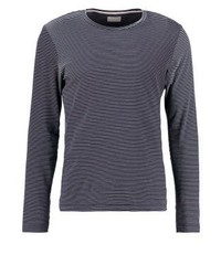 T-shirt à manche longue à rayures horizontales gris foncé Selected Homme