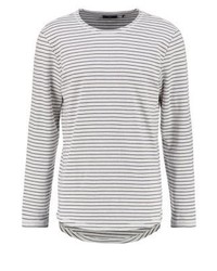 T-shirt à manche longue à rayures horizontales gris Minimum