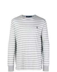 T-shirt à manche longue à rayures horizontales gris Polo Ralph Lauren