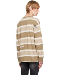 T-shirt à manche longue à rayures horizontales marron clair AAPE BY A BATHING APE