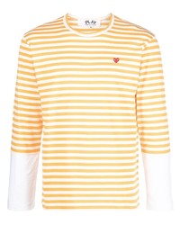 T-shirt à manche longue à rayures horizontales moutarde Comme Des Garcons Play