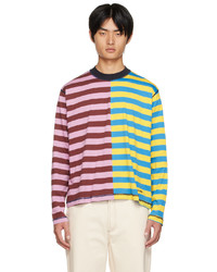 T-shirt à manche longue à rayures horizontales multicolore Sunnei