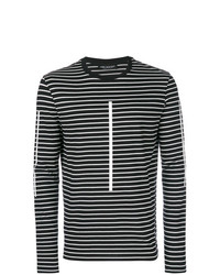 T-shirt à manche longue à rayures horizontales noir et blanc Neil Barrett