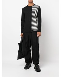 T-shirt à manche longue à rayures horizontales noir et blanc Yohji Yamamoto