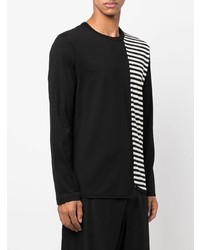 T-shirt à manche longue à rayures horizontales noir et blanc Yohji Yamamoto