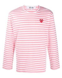 T-shirt à manche longue à rayures horizontales rose Comme Des Garcons Play