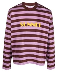 T-shirt à manche longue à rayures horizontales rose Sunnei