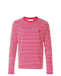 T-shirt à manche longue à rayures horizontales rouge AMI Alexandre Mattiussi