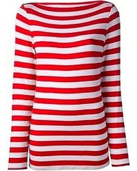 T-shirt à manche longue à rayures horizontales rouge Stella Jean