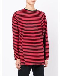 T-shirt à manche longue à rayures horizontales rouge Undercoverism