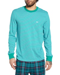 T-shirt à manche longue à rayures horizontales turquoise