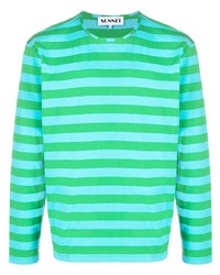 T-shirt à manche longue à rayures horizontales turquoise Sunnei