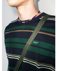 T-shirt à manche longue à rayures horizontales vert foncé WTAPS