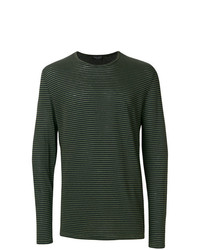 T-shirt à manche longue à rayures horizontales vert foncé Roberto Collina